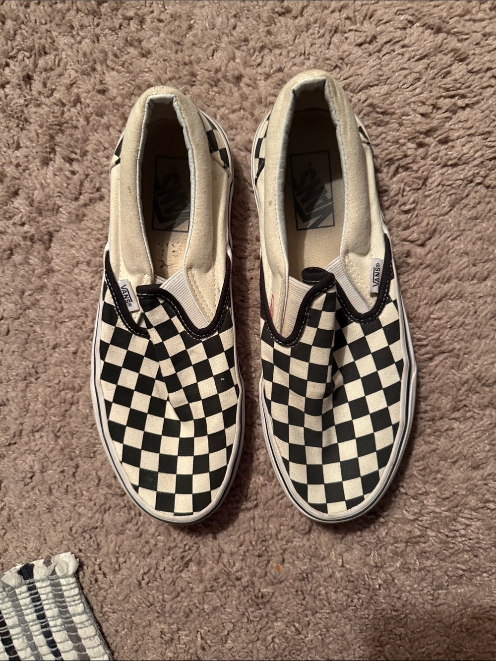 Vans Slip-On Checkerboard Canvas Sneakers - Black & White